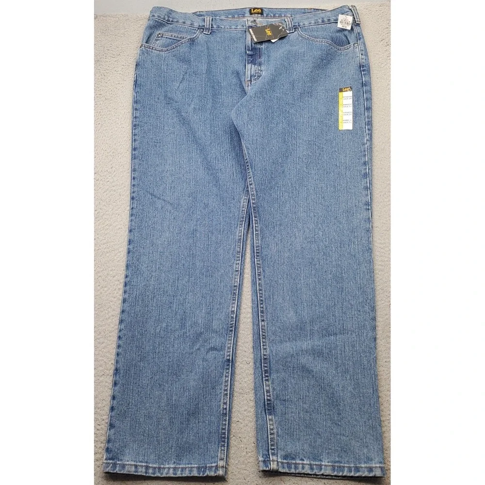 Lee Pepperstone Jeans Mens 44x34 Blue Denim Regular Fit Straight Leg Black Tab